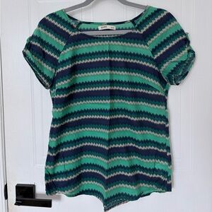 Old Navy Zigzag Patterned Women's Blouse - Green and Navy